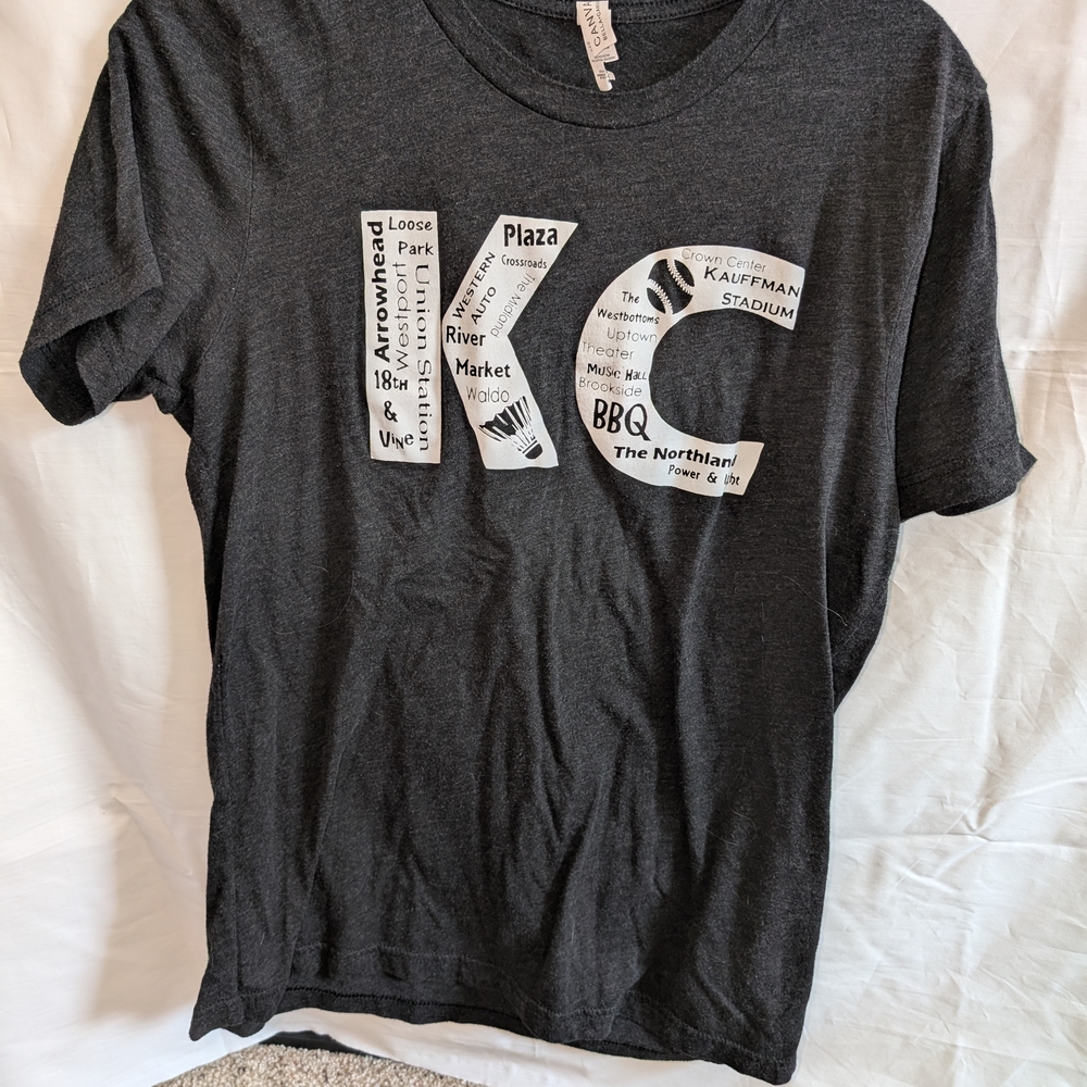 Bella Canvas Charcoal Tee with White KC Graphic
